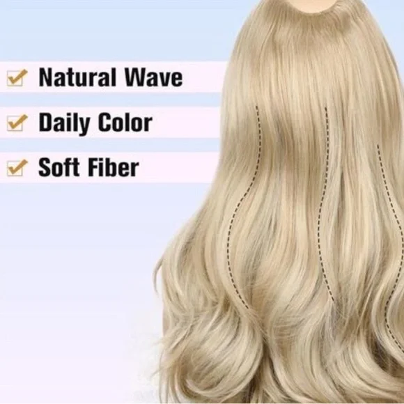 Wavy Hair Extensions Synthetic One Piece beach blonde